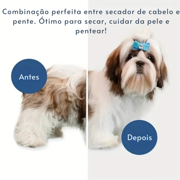 Secador 3 em 1 para Cães e Gatos com Escova e Soprador de Pelo - Pedepet