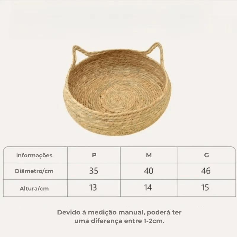 Cama de Vime Tecido para Cães e Gato - Pedepet