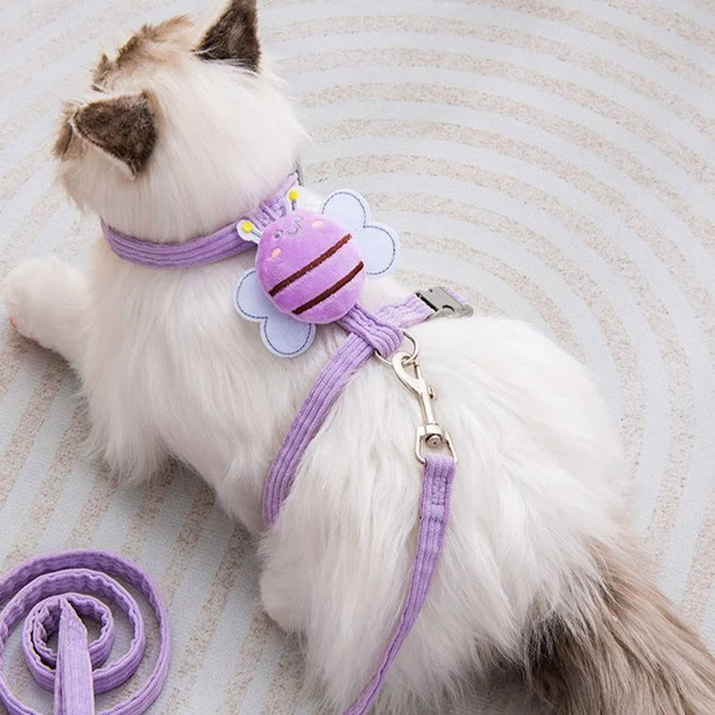 Coleira com Peitoral Abelinha  e Guia para Cães e Gatos - Estiloso e Prático!