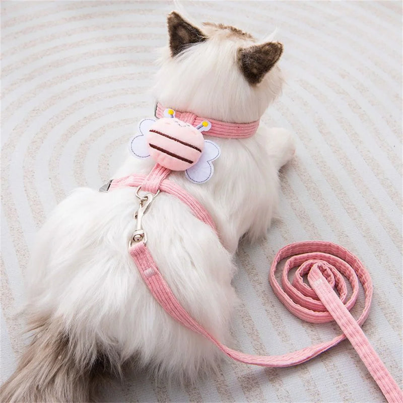 Coleira com Peitoral Abelinha  e Guia para Cães e Gatos - Estiloso e Prático!