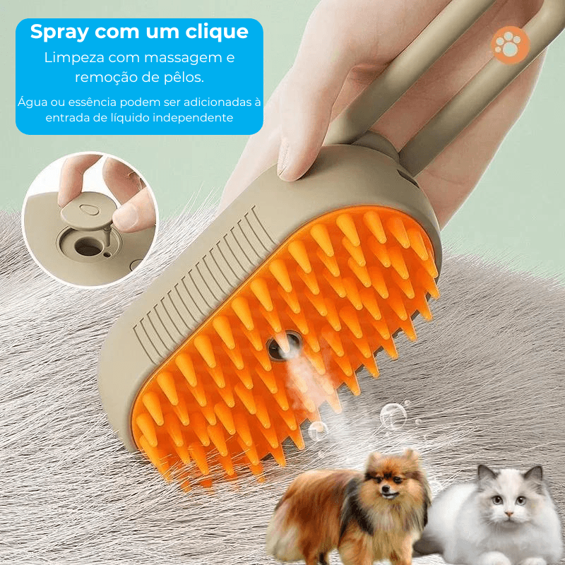 Escova Elétrica a Vapor 3 em 1 para Cães e Gatos - Pedepet