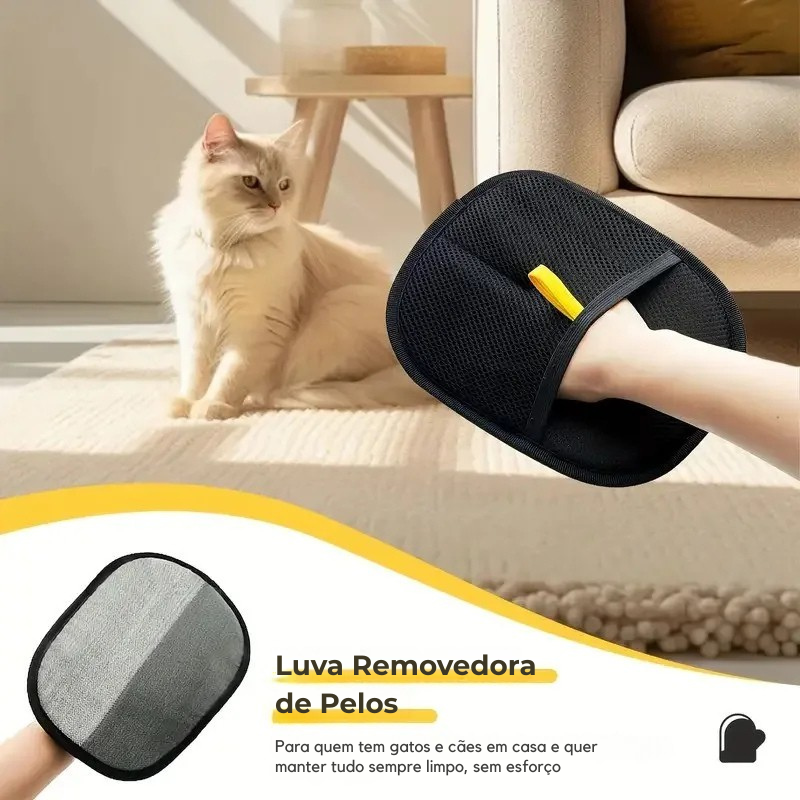 Luva Removedora de Pelos para Gatos e Cães | Reutilizável