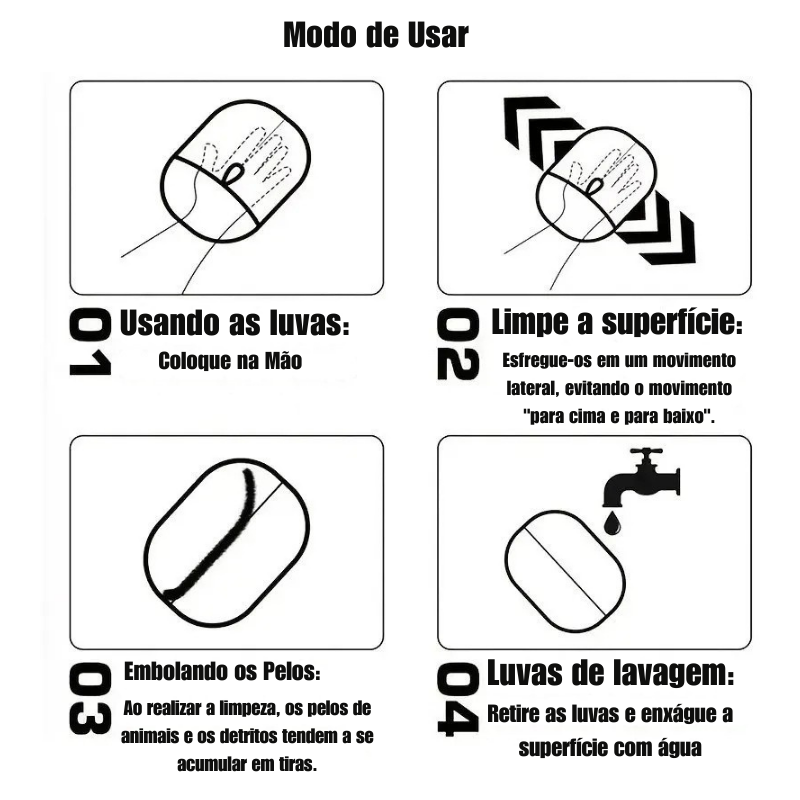 Luva Removedora de Pelos para Gatos e Cães | Reutilizável